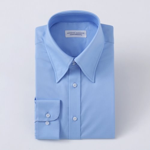 이지케어 블루 솔리드 캐주얼 맞춤셔츠