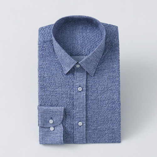 3805-A 블루 초경량 지지미 맞춤셔츠