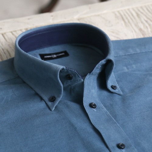 3723-D 코듀로이(골덴) 블루 캐주얼 맞춤셔츠